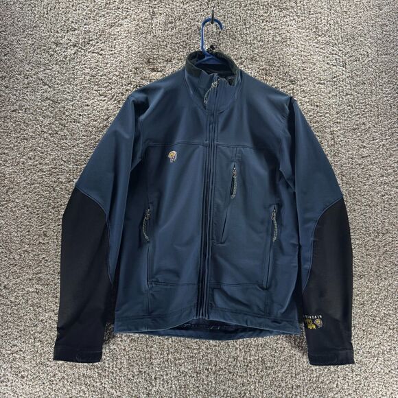 Mountain Hardwear Jacket Mens Small Blue Full Zip Mock Neck Tech Windbreaker